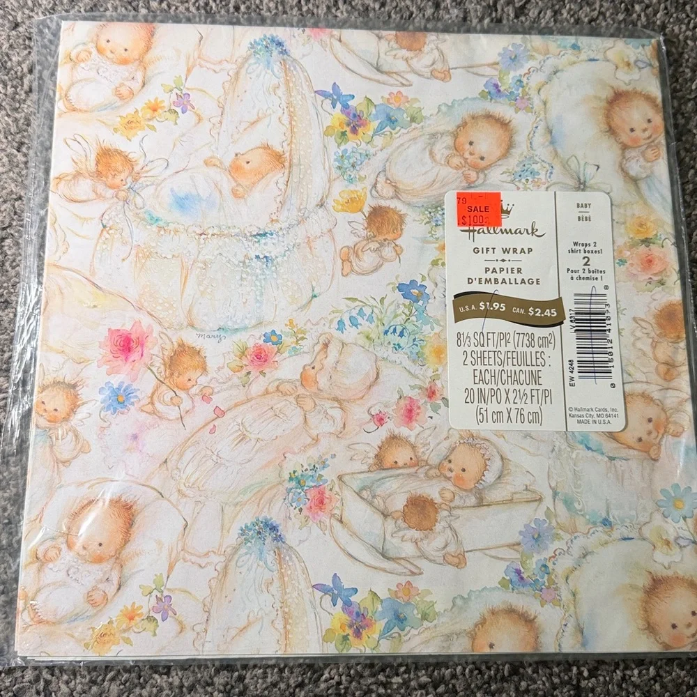 5/$25 VINTAGE Baby Shower Wrapping Paper